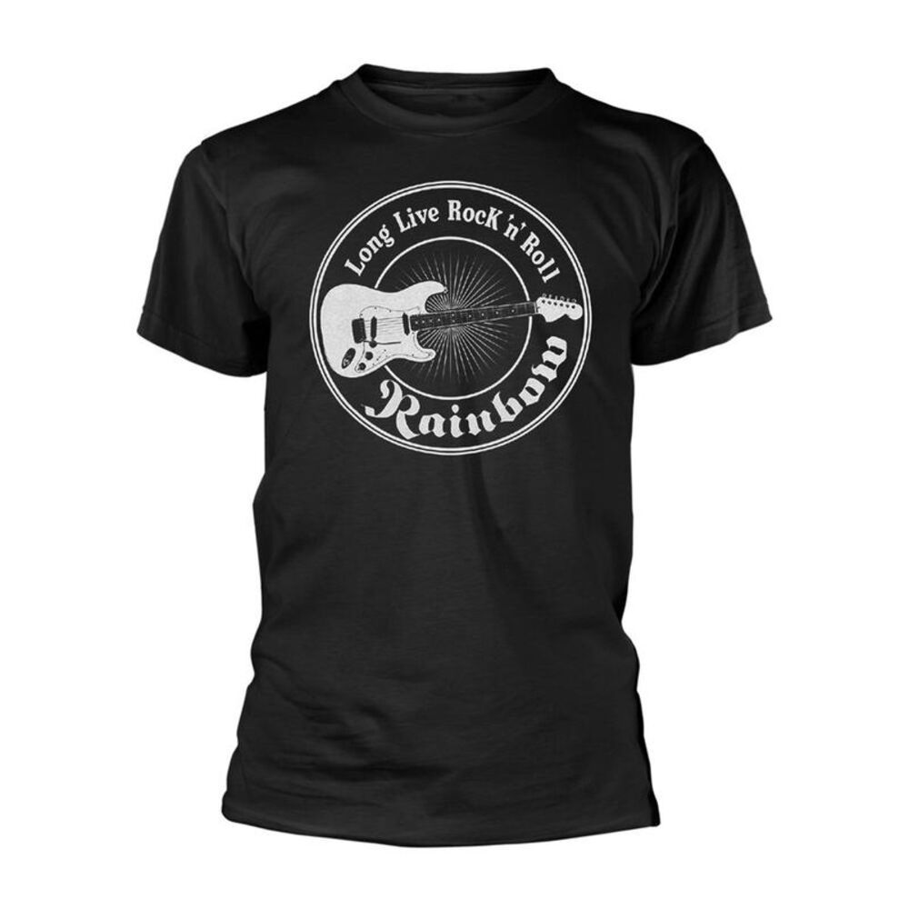 Rainbow Unisex Adult Long Live Guitar T-Shirt / Black